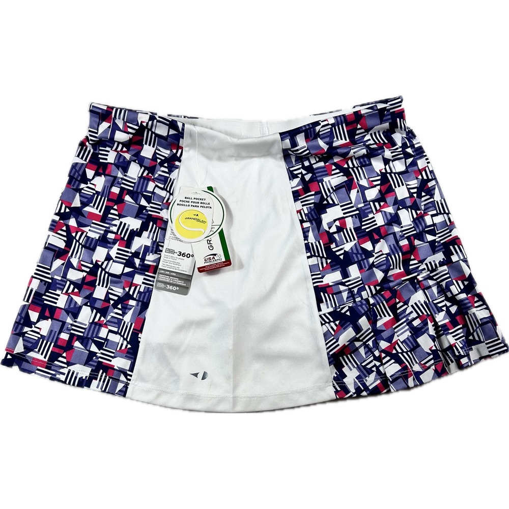 Grand Slam Performance Women XL Tennis Skort Geometric Print Blue Pink NWT